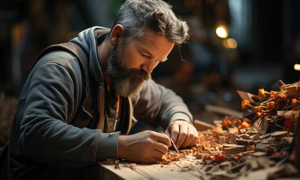 A local maker teaching a craft workshop, showcasing the variety of creative events in Gairloch hosted at the Inn.