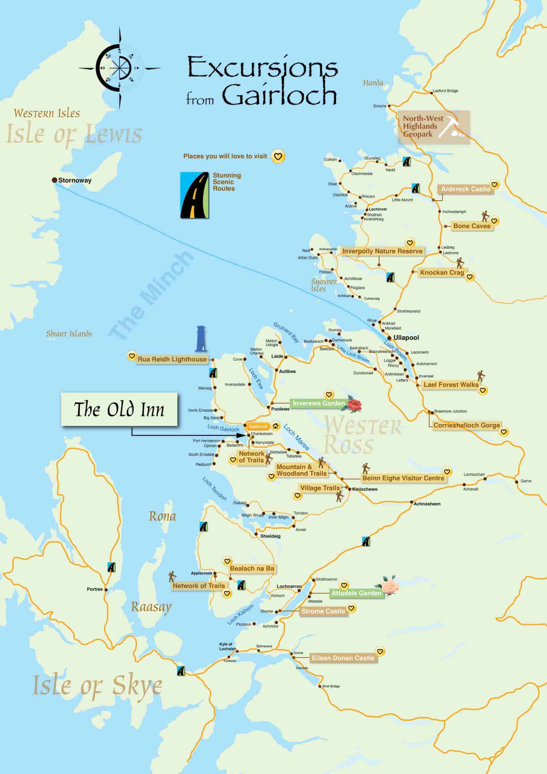 Map of Excursions from Gairloch